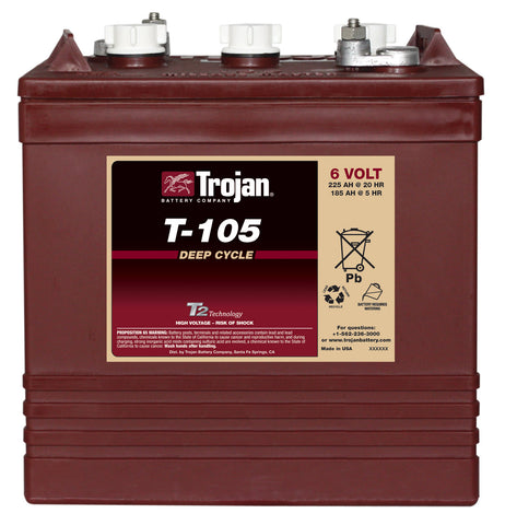Trojan T105 6V 225AH Deep Cycle Battery