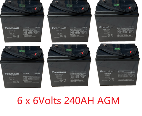 NPM240-6 x 6, (240AH36V) Golf Cart AGM Motive Power Deep Cycle battery