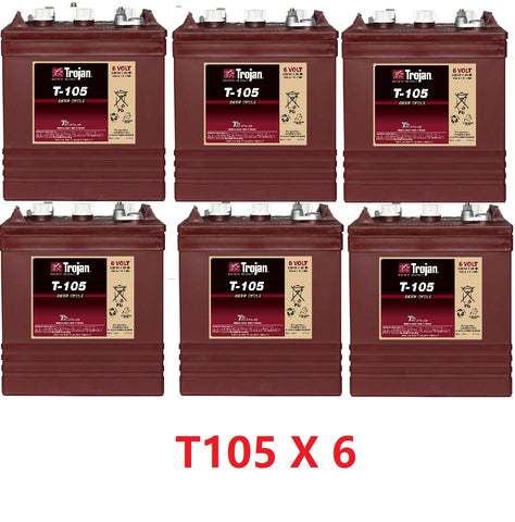 Trojan a Set of 6 xT105 (36V) Golf Cart Battery, IN STOCK